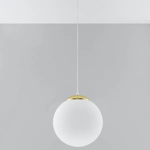 Sollux SL.0716 - TOYA kábeles függeszték 1xE27/60W/230V Ø 30 cm fehér/arany