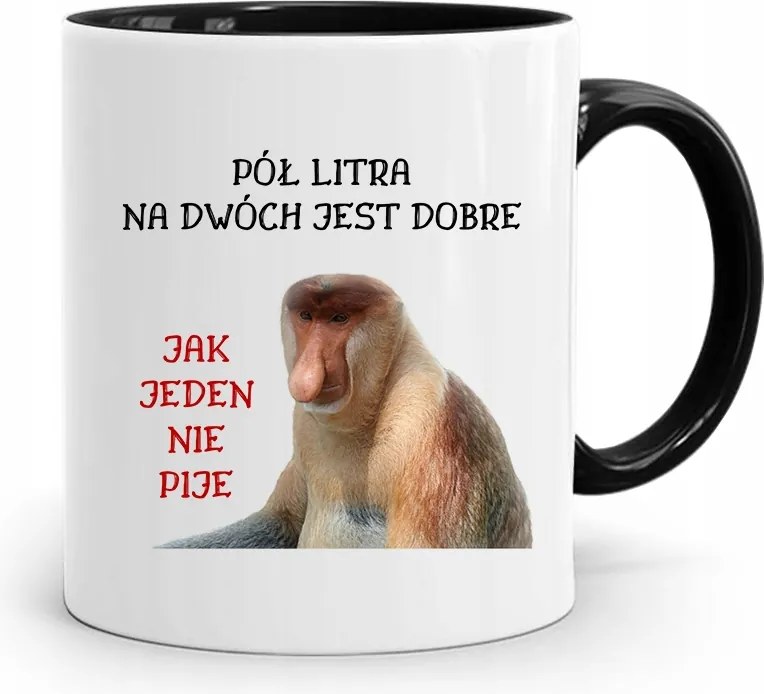 Bögre Fekete Hordozó Janusz Fél Liter Kettőn nyomott mintával