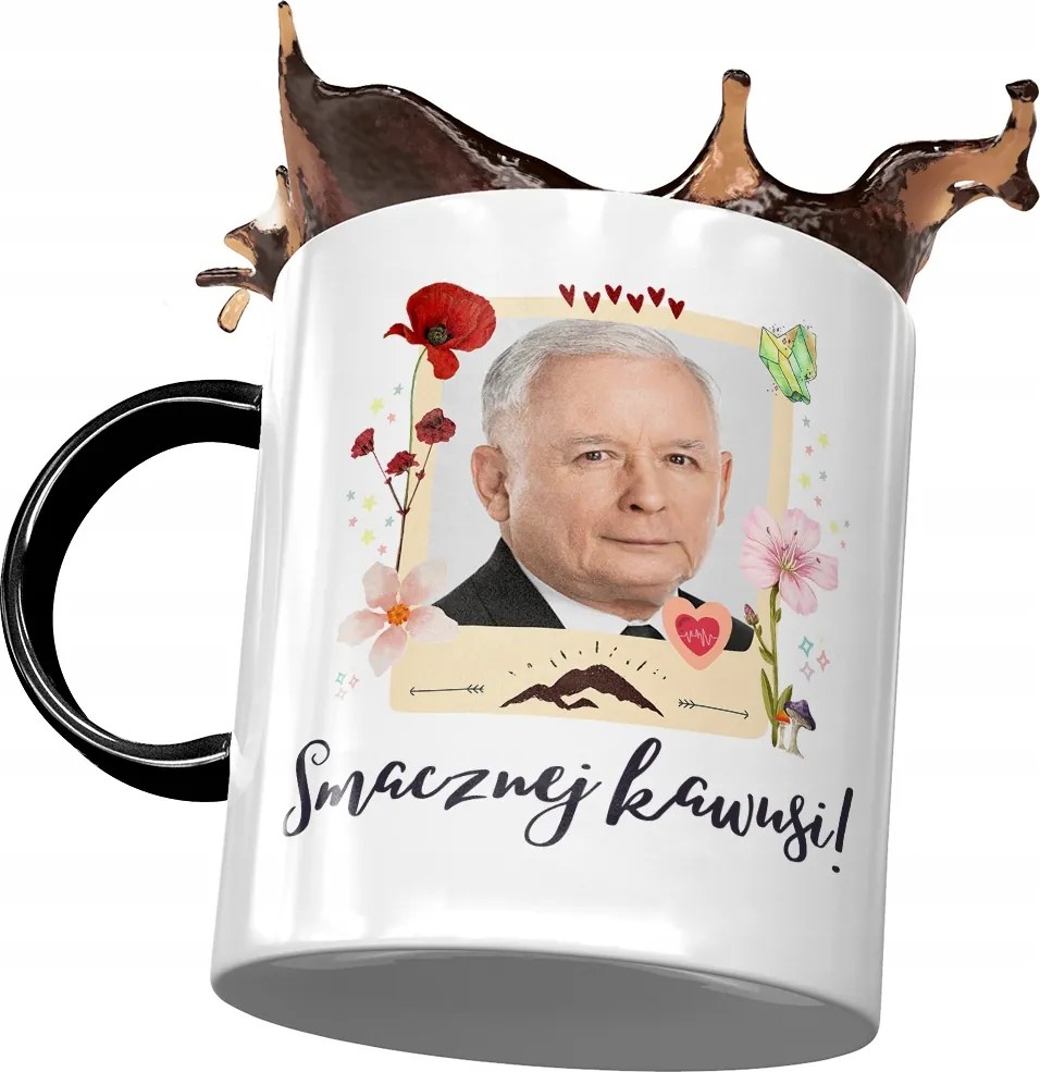 Fekete Jaroslaw Kaczynski PiS bögre Ajándék Nyomtatott Fotóval