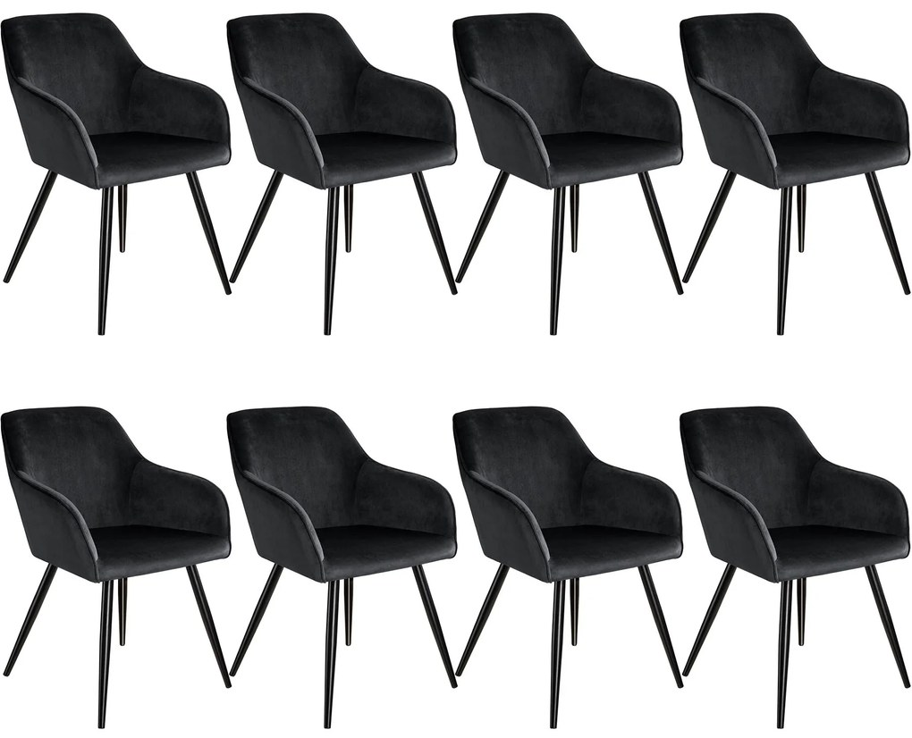 TecTake GmbH 404053 marilyn bársony hatású székek - fekete, 8 darabos készlet