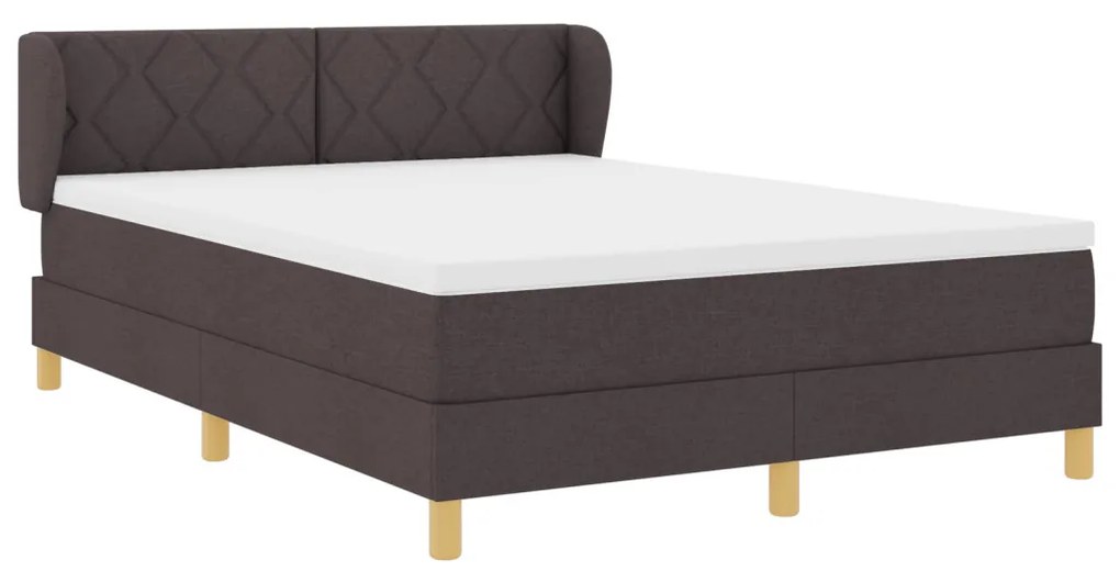 Boxspring Ágy Matrac Nélkül, Sötétbarna, 140x200 cm, Szövet