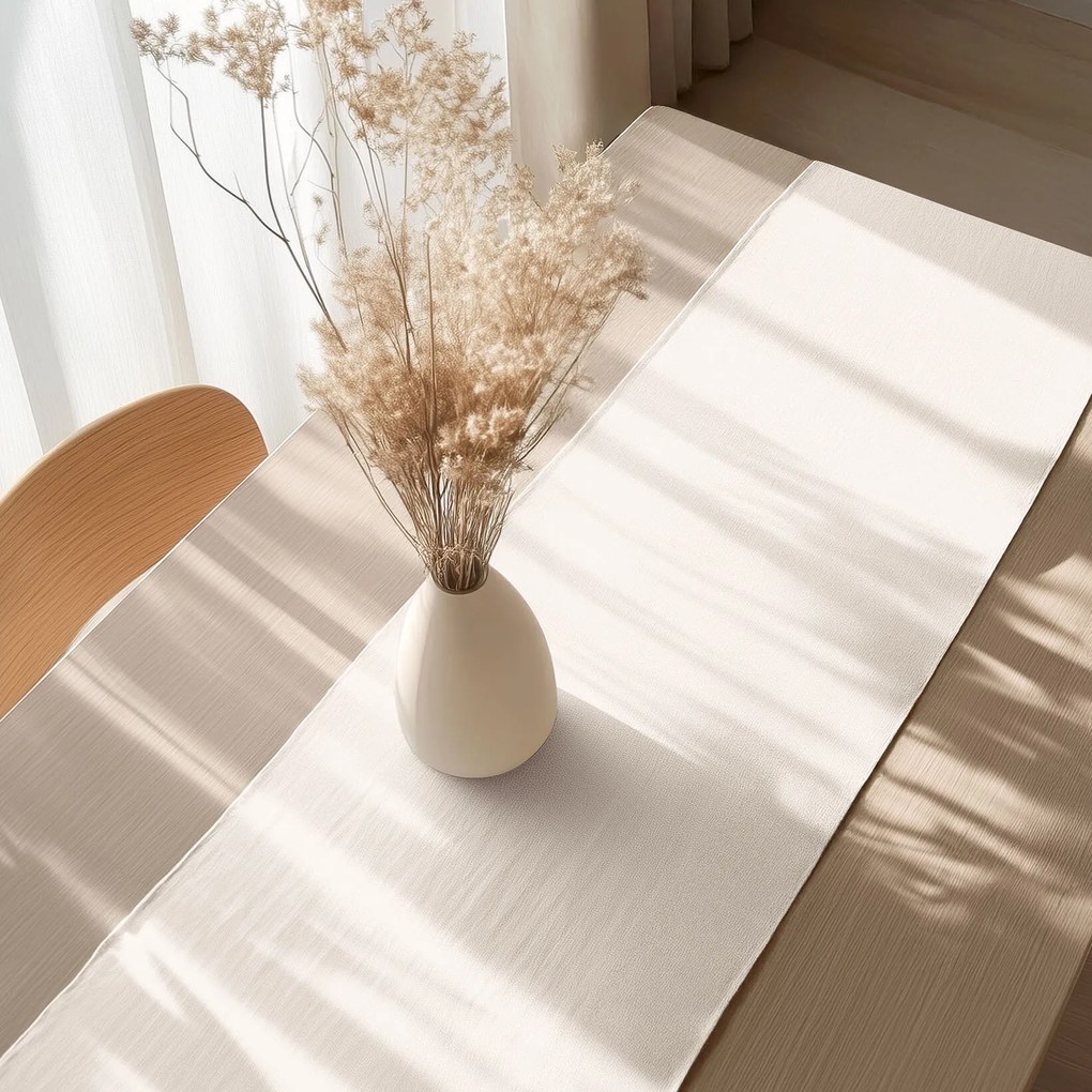 Goldea lenvászon keverék asztali futó - elefántcsontszín 50x160 cm