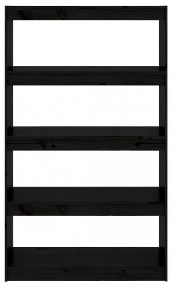 fekete tömör fenyőfa könyvszekrény/térelválasztó 80x30x135,5 cm