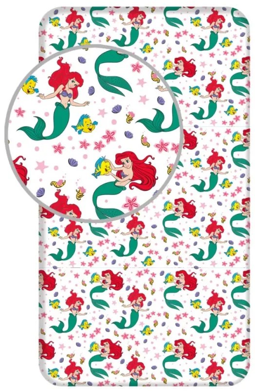 Disney Hercegnők Ariel gumis lepedő 90x200 cm