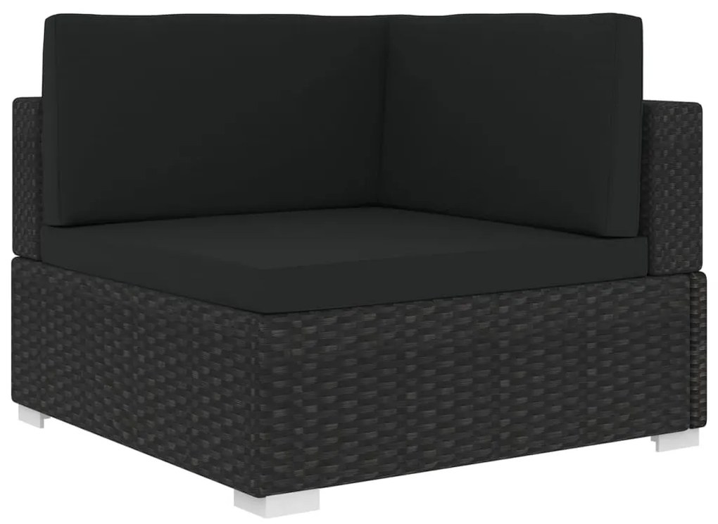 vidaXL 1 db fekete polyrattan moduláris sarokfotel párnákkal