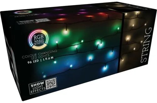 RGB karácsonyi LED-lánc távirányítóval 96 LED, színes, 9,6 m