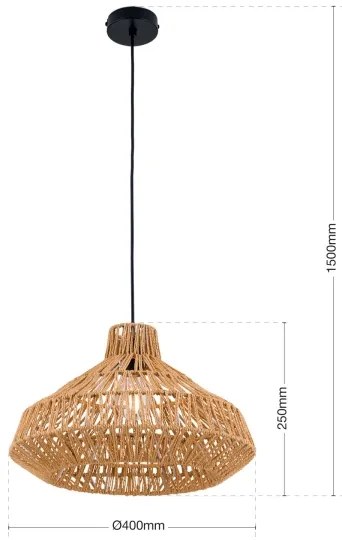 Orion HL 6-1813/1 - Csillár zsinóron BASKET 1xE27/40W/230V átm. 40 cm kender