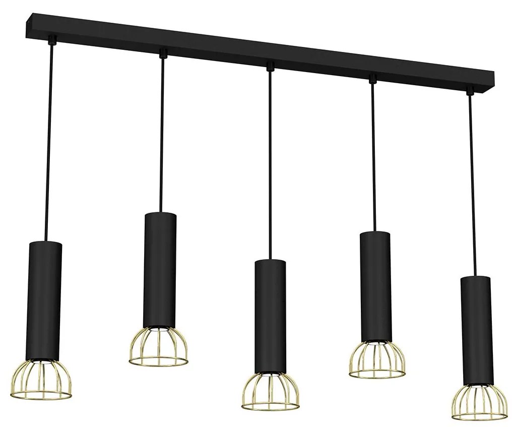 Csillár zsinóron DANTE 5xGU10/25W/230V fekete/arany