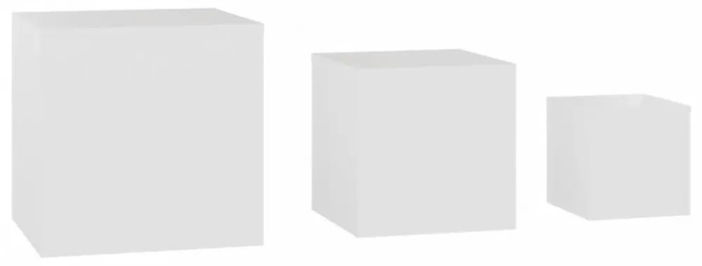 3 db fehér, rétegelt fa kisasztal