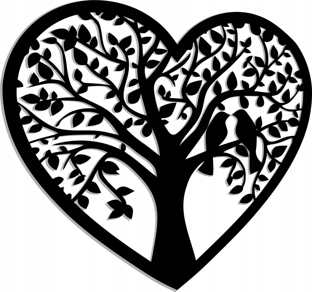 Áttört Falikép Szív Szerelem Madarak Ajándék 60CM 3D