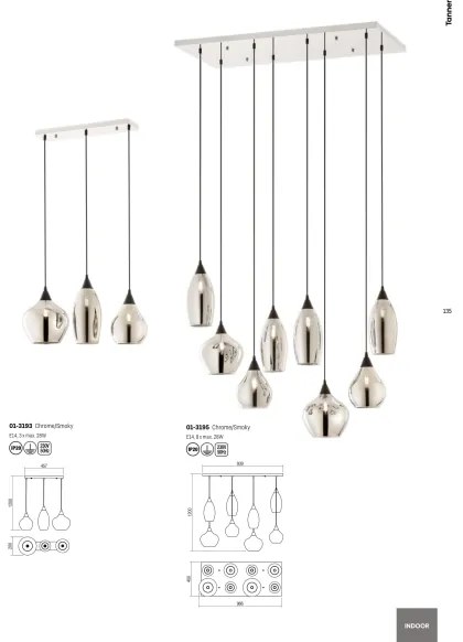 Redo 01-3195 - Csillár zsinóron TANNER 8xE14/28W/230V