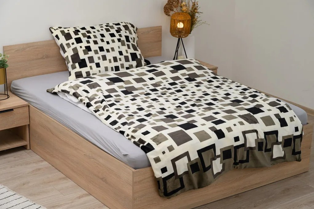 Mikroplüss ágyneműhuzat LUXOR fehér-szürke Ágyneműhuzat mérete: 70 x 90 cm | 140 x 200 cm