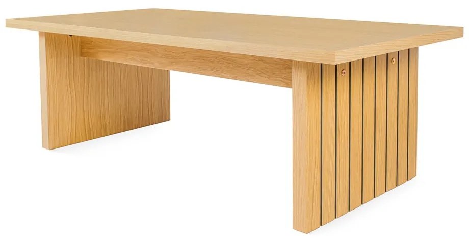 Natúr színű dohányzóasztal tölgyfa dekoros asztallappal 60x120 cm Stripe – Woodman