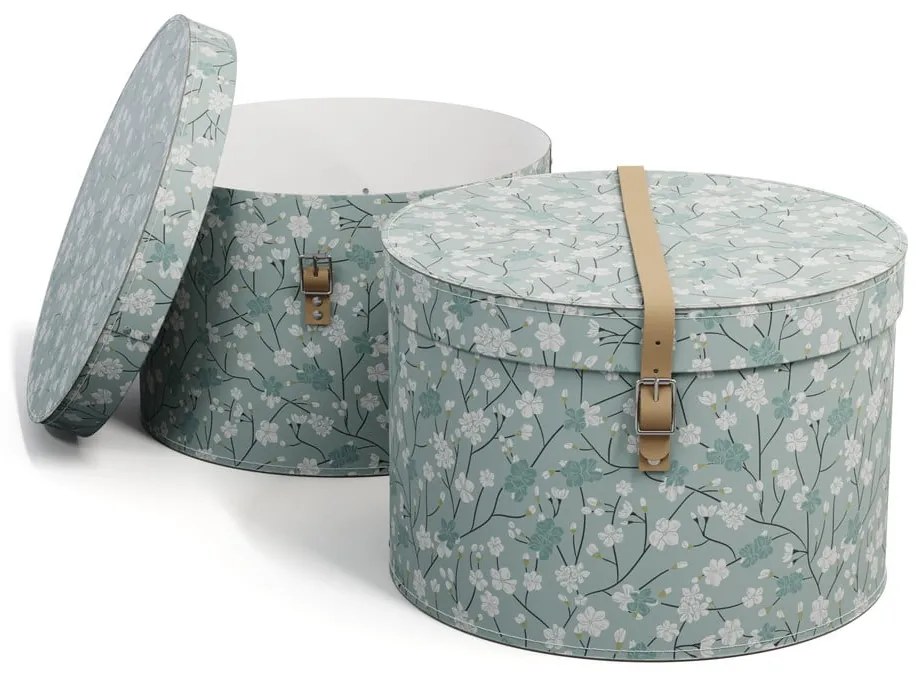 Világoszöld fedeles karton tárolódoboz szett 2 db-os ø 37,5x25,5 cm Rut Paper Laminate – Bigso