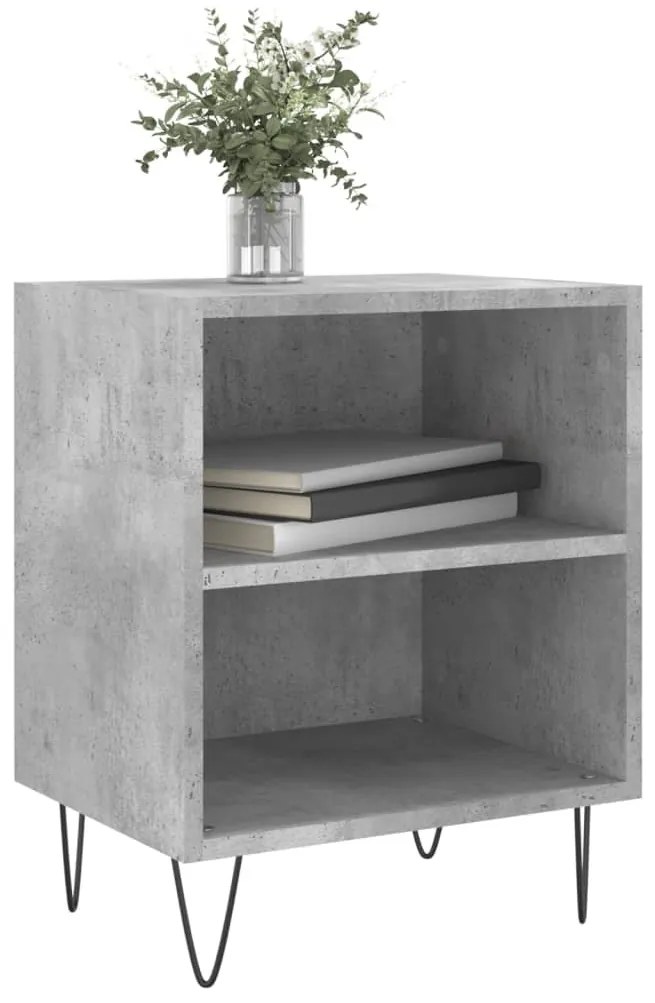 2 db betonszürke szerelt fa éjjeliszekrény 40x30x50 cm