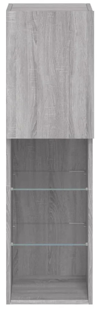 2 db szürke sonoma TV-szekrény LED-ekkel 30,5 x 30 x 102 cm