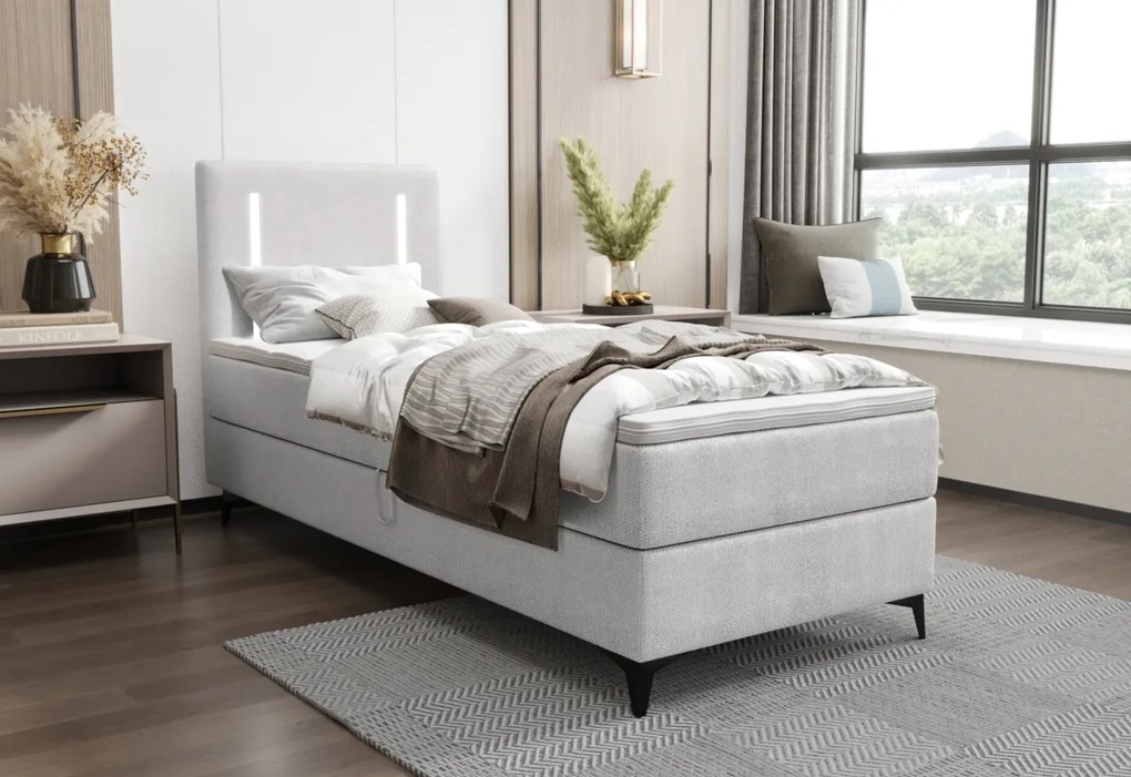 LONO comfort kárpitozott boxspring ágy, 90x200, curio 02, balos