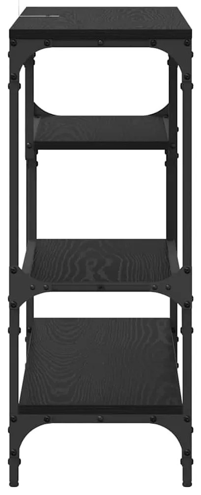 Konzolasztal polcokkal Musta tammi 100 x 30 x 75 cm Faanyag