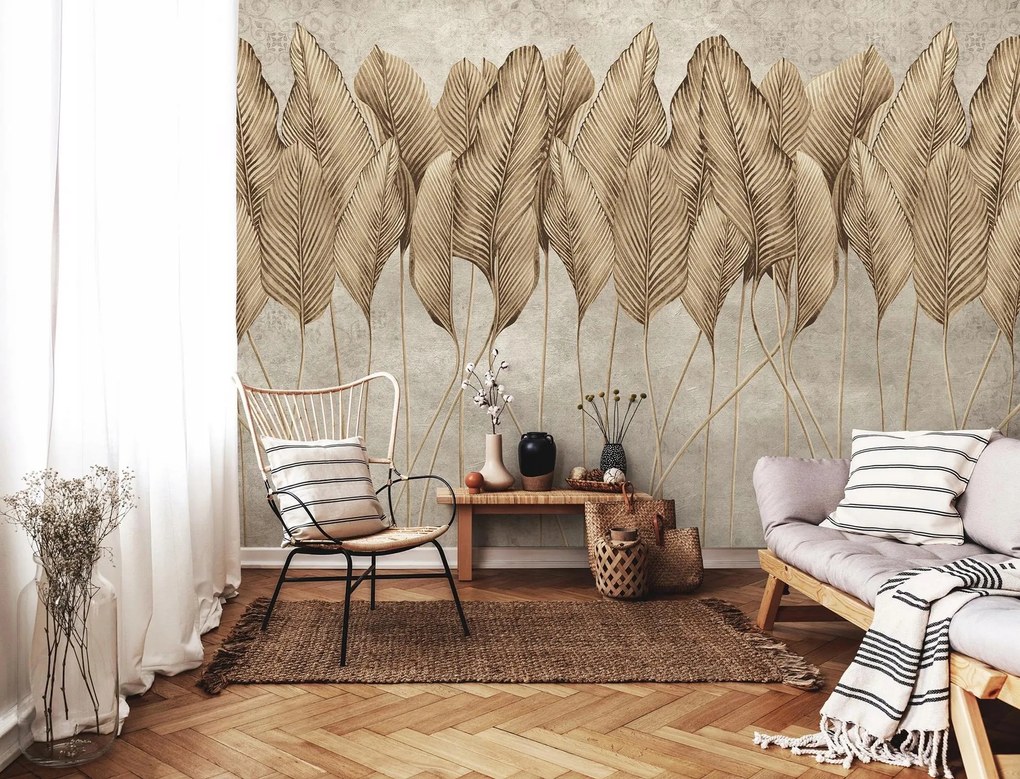 Fotótapéta 3D hatás Levelek pálma virágok 208 x 146