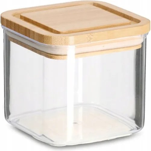 Műanyag tároló tégely bambusz fedéllel, 500 ml