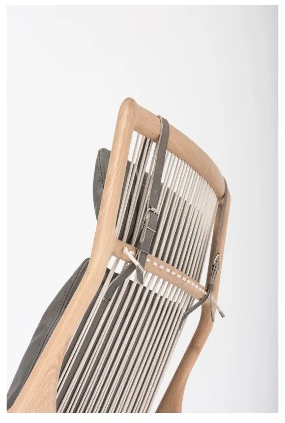 Dedo fotel tömör tölgyfa konstrukcióval, szürke bivalybőr ülőpárnával - Gazzda