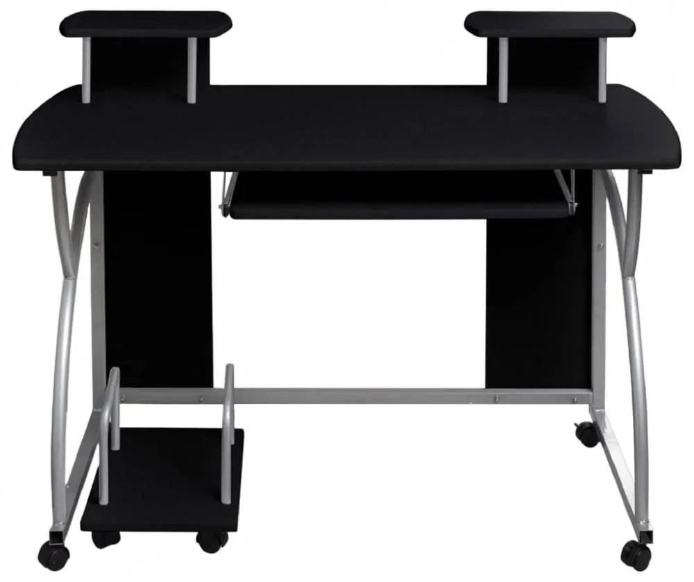Fekete szerelt fa számítógépasztal 110 x 52 x 88,5 cm
