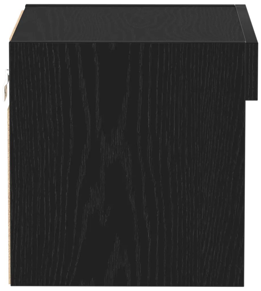 Fali Szekrény LED Fényekkel 2 db Fekete Tölgy 40x30x30 cm