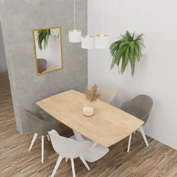 Csillár zsinóron LOFT SHADE 3xE27/60W/230V fehér/arany