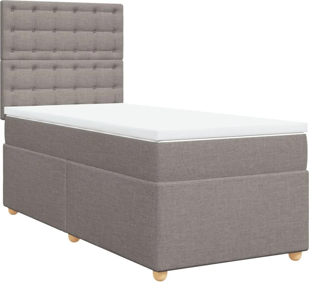 vidaXL tópszínű szövet rugós ágy matraccal 90 x 190 cm