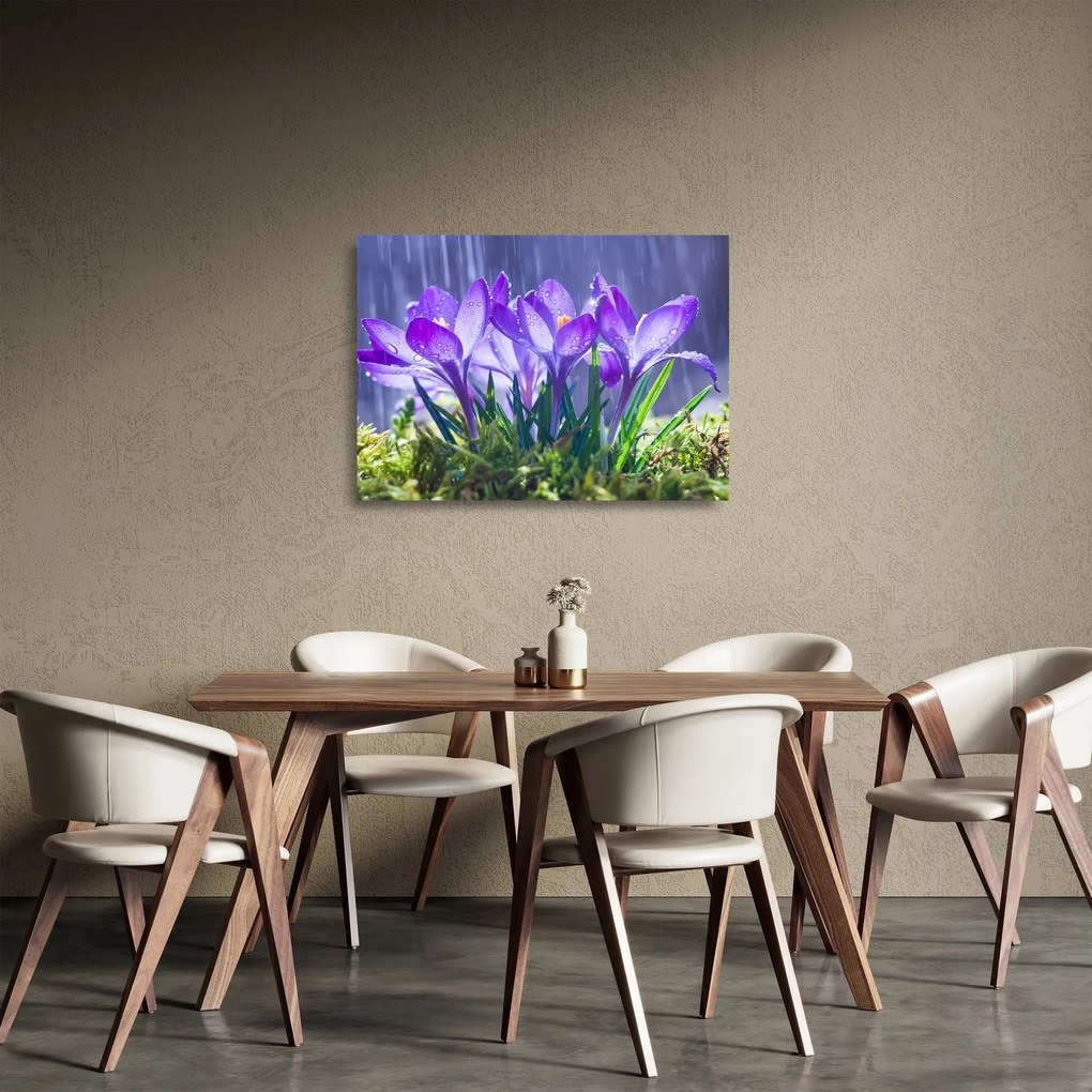 Virágok az esőben képe (üvegen) (70x50 cm)