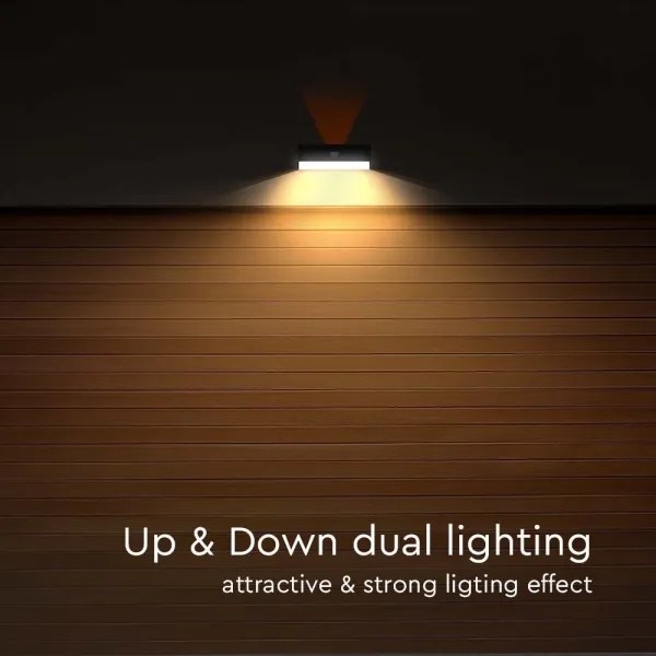 LED Napelemes érzékelős fali lámpa LED/3W/3,7V 3000K/4000K IP65 fekete