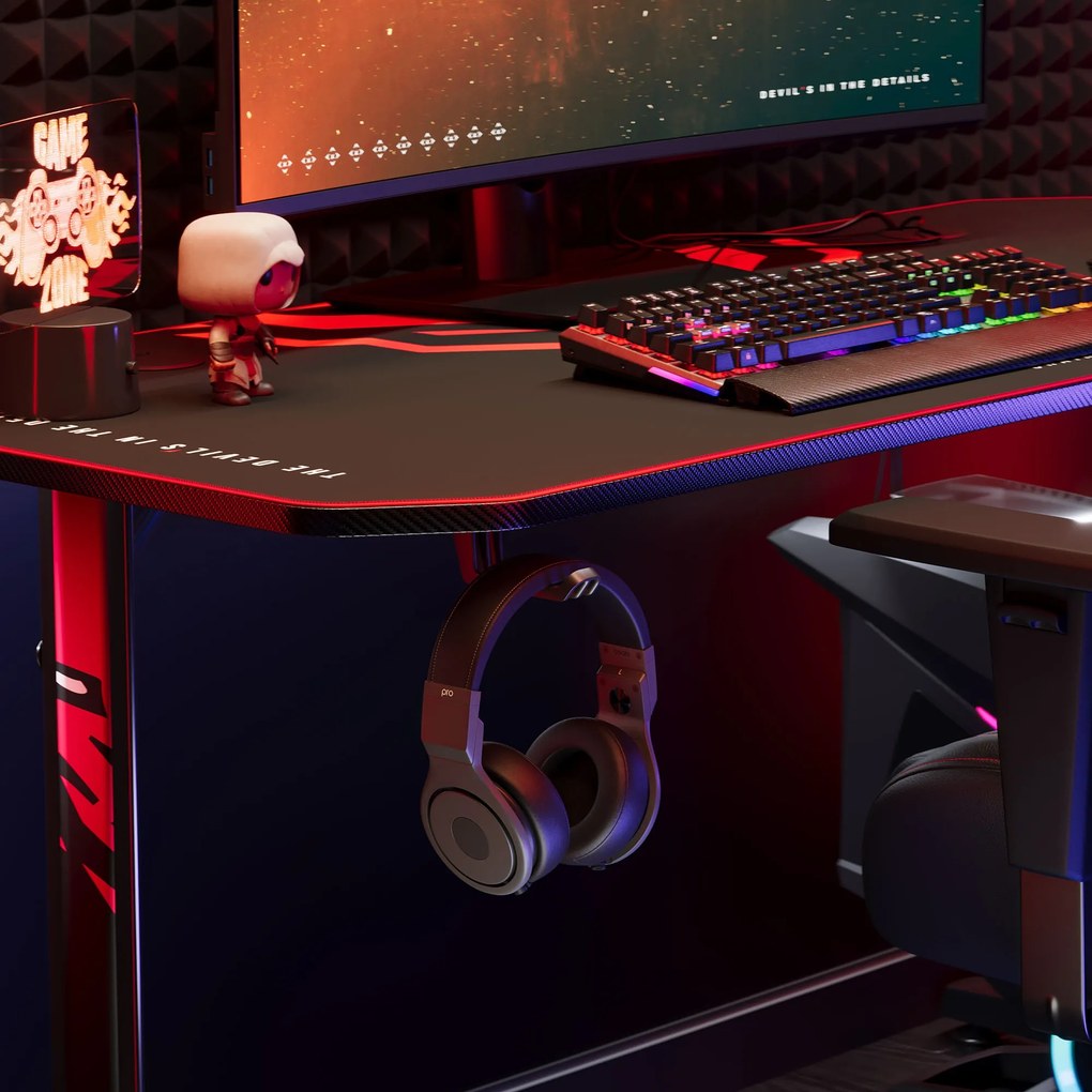 Gamer asztal 140 cm fekete: Diablo X-Mate 1400