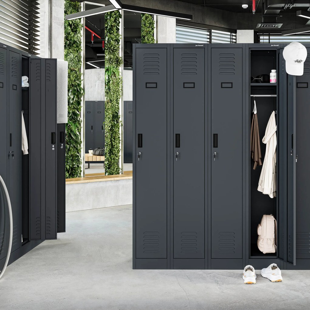 Fém kétrekeszes munkavállalói szekrény antracit: KACPER II, 600 x 1800 x 500 mm