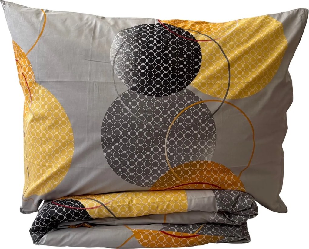Sárga körök pamut ágyneműhuzat 200x140cm+90x70cm TiaHome