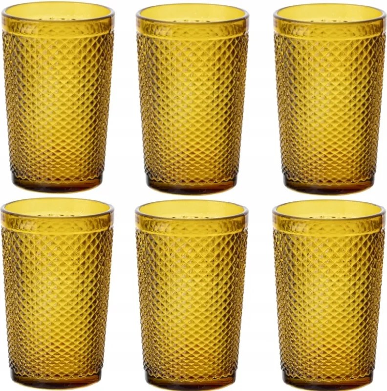 Vízipohár 340 ml magas Florina Alexis Amber arany 6 db-os szett