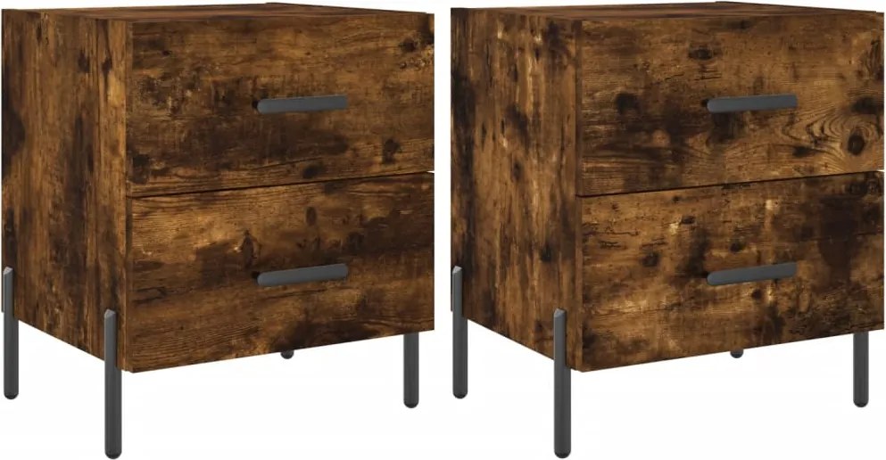 vidaXL 2 db füstös tölgy színű szerelt fa éjjeliszekrény 40x35x47,5 cm
