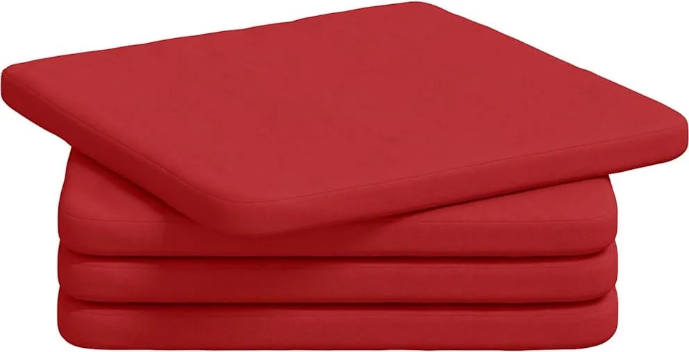 vidaXL Ülőpárnák 4 pcs Piros 40 x 40 x 3 cm szövet
