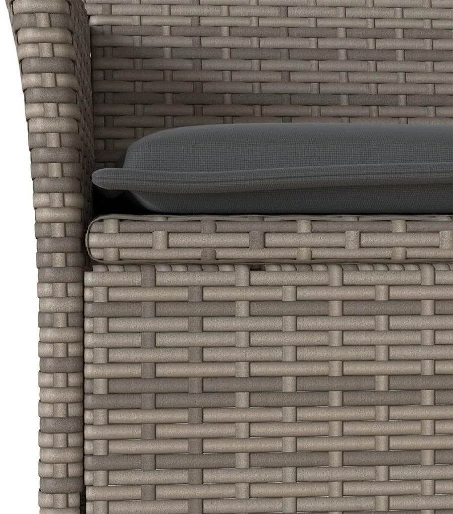 3 részes szürke polyrattan/üveg bisztrógarnitúra párnákkal