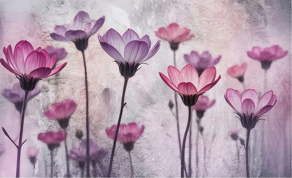 Divatos Flizelin Fali Tapéta Pasztell Virágok 416x254 Ragasztó