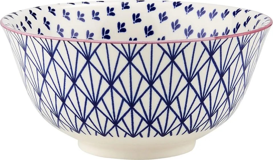 ORNAMENTS tálka 520 ml, sötétkék-fehér