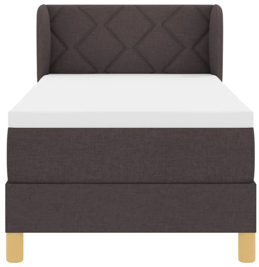 Box Spring Ágy matraccal - Sötétbarna, 80x200 cm, Szövet