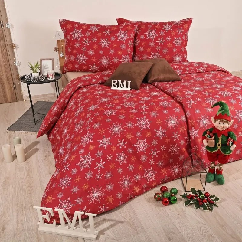 Karácsonyi ágynemű Aurelia piros EMI, A standard egyszemélyes ágy szett tartalma: 1x 140x200 + 1x 70x90