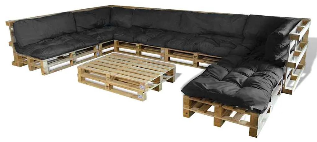 Pallet Sofa Párna 13 pcs Fekete 120 x 80 x 10 cm szövet