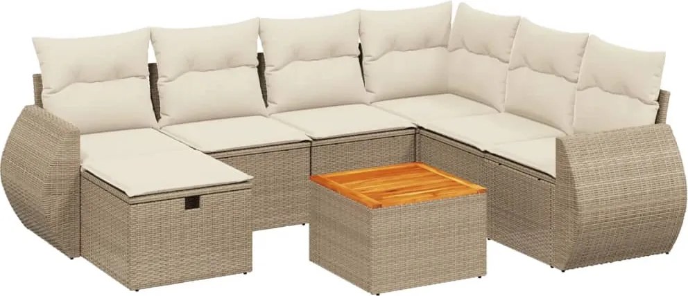 vidaXL 8 részes bézs polyrattan kerti ülőgarnitúra párnával