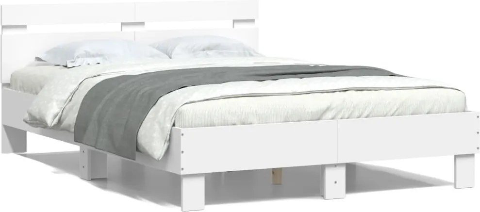vidaXL fehér szerelt fa ágykeret fejtámlával 120 x 200 cm