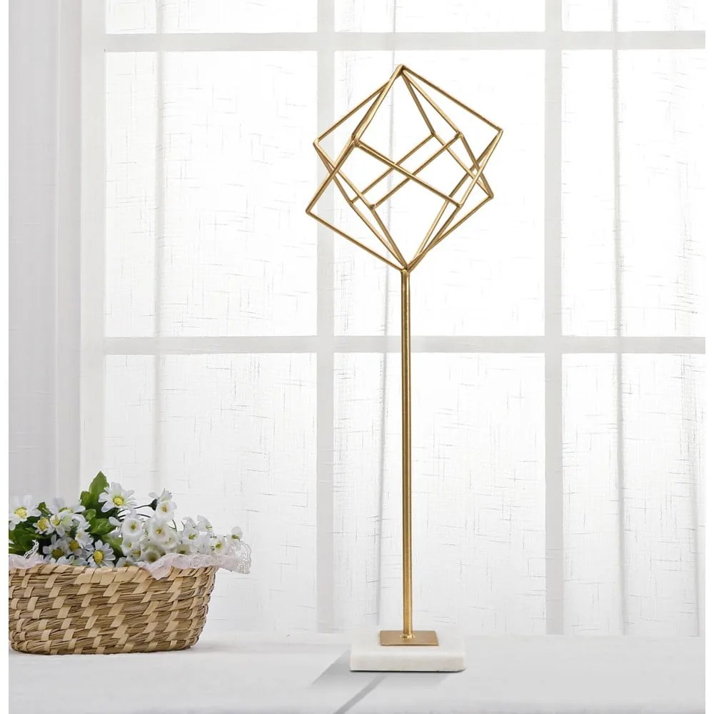 Cube szobor aranyszínű dekorral - Mauro Ferretti