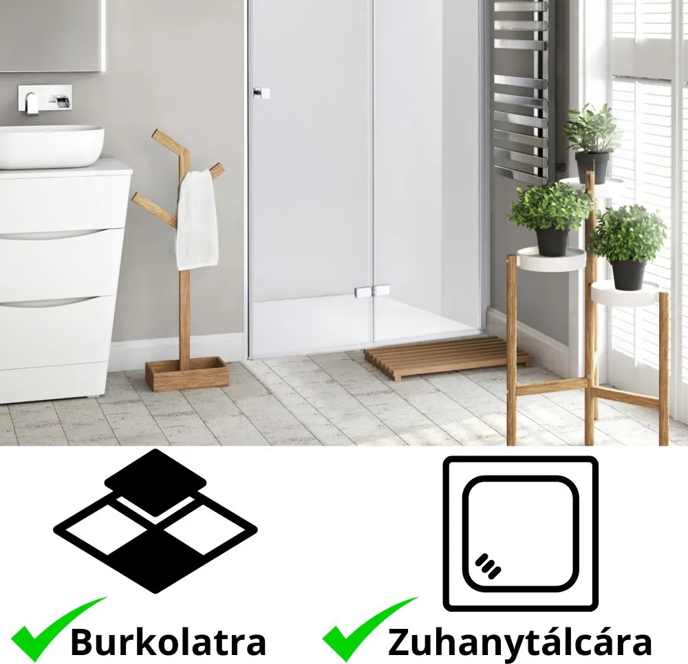 Stuxi Verona 80 cm széles csukló zuhanyajtó, 6 mm vízlepergető üveggel, króm profillal