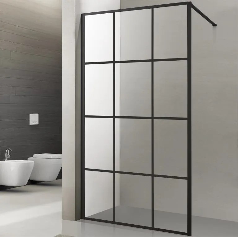 Viva AQUA Max WALK IN Zuhanyfal - FEKETE mintás - FEKETE profil - 8 mm NANO üveg - 90 x 200 cm