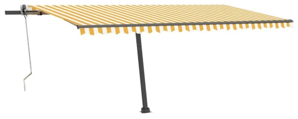 sárga-fehér szélérzékelős és LED-es napellenző 500x300 cm