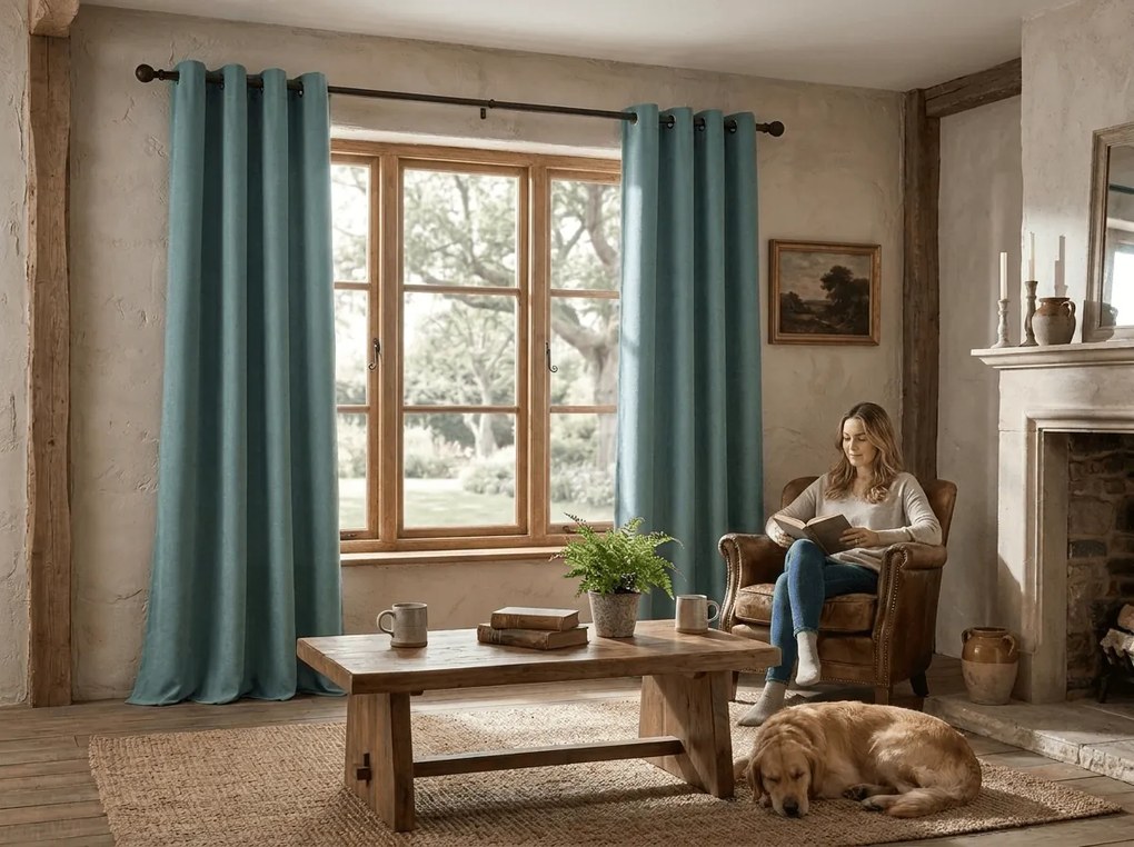 Sötétítő DREAM VELVET függöny 140x270 cm, kékeszöld Felfüggesztés: Hullámos sínszalag